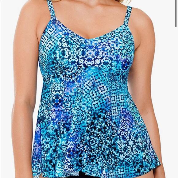 SWIM SOLUTIONS UNDERWIRE V-NECK TANKINI SWIM TOP - Picture 1 of 7